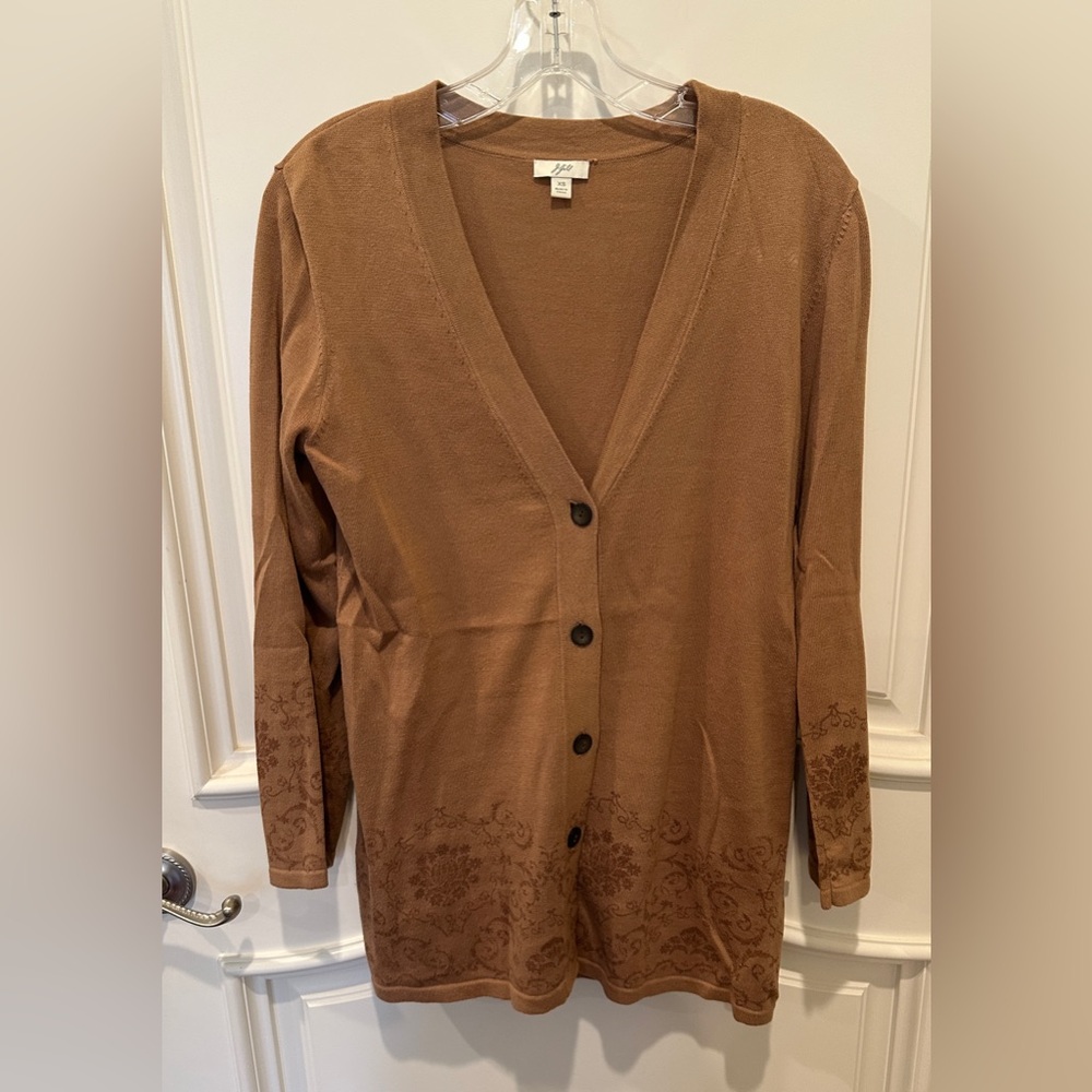 J. Jill Classic Light Brown V-Neck Cardigan